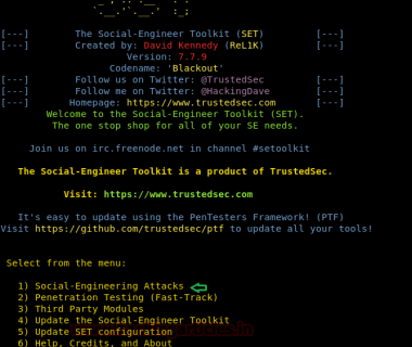 社会工程学工具包:Social-Engineer Toolkit(SET)