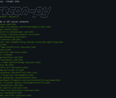 userrecon-py:在187个社交网络中查找用户名
