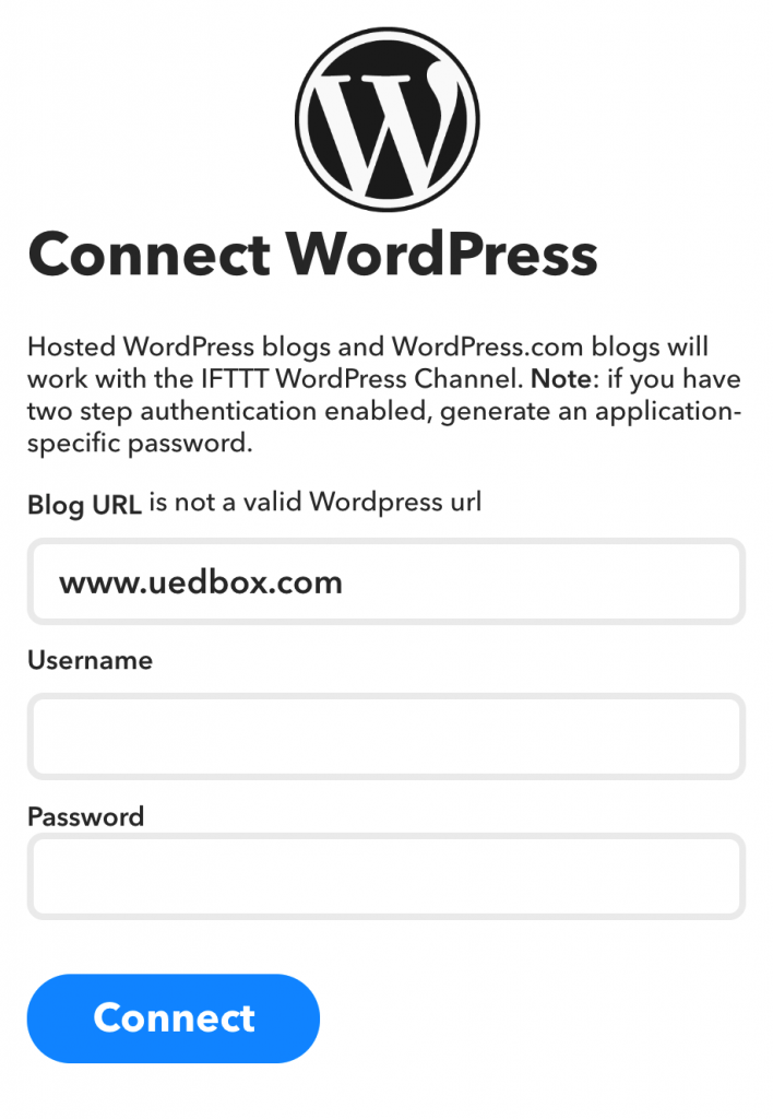 IFTTT无法连接WordPress “not a valid Wordpress url”