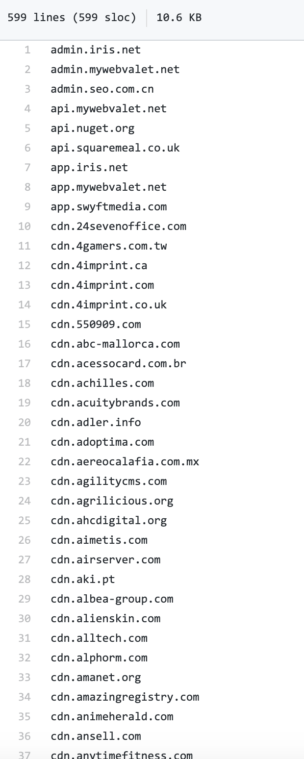 国内外CDN域名列表收集项目：DomainFrontingLists