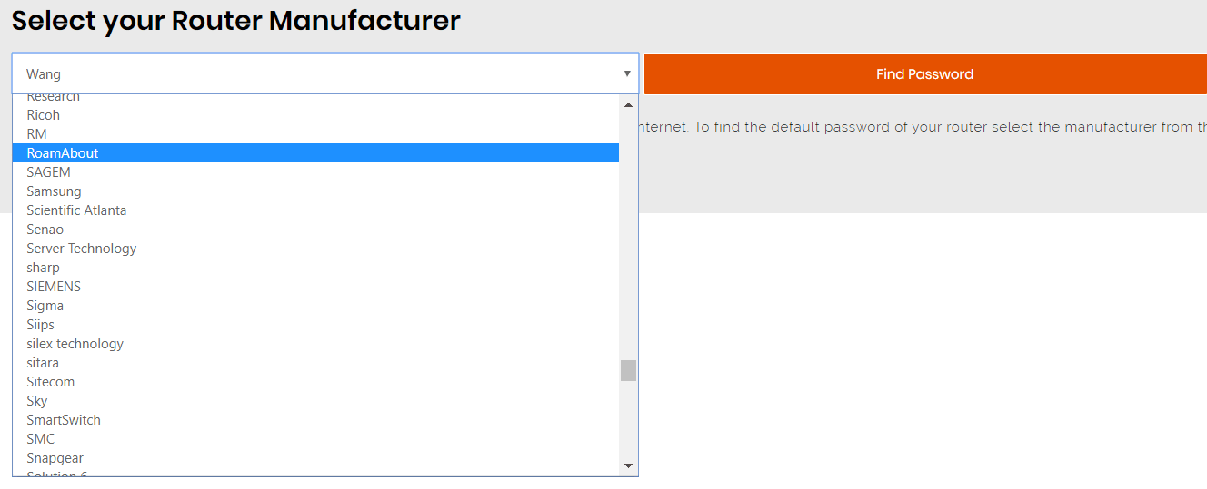 网络设备/路由器默认密码在线查询网站