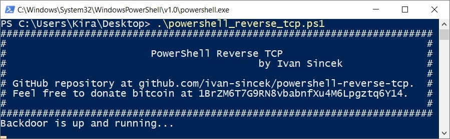 用于连接到远程主机的PowerShell脚本：PowerShell Reverse TCP