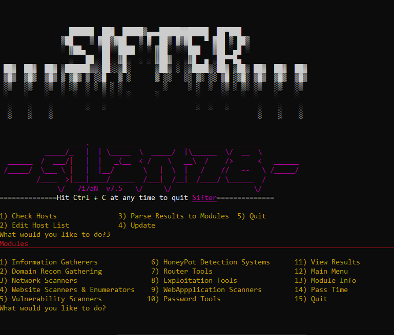 Sifter：一个osint（开源网络情报）侦察和漏洞扫描程序