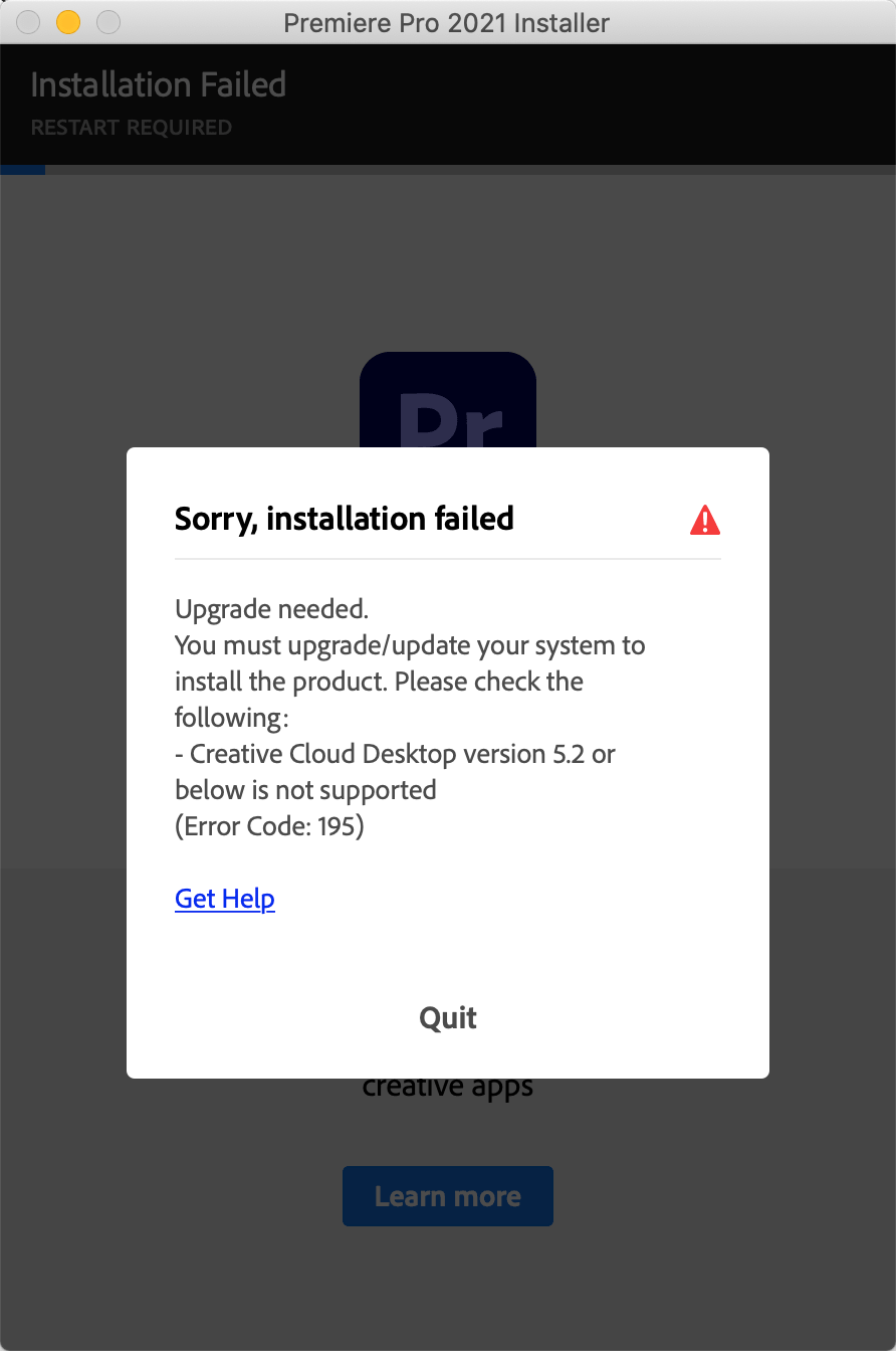 Adobe Mac版本安装失败提示您必须升级错误代码：195解决方法